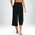 thumbnail image 6 of Htigea Capri Pants for Women Wide Leg Yoga Pants for Summer Flowy Capris Loose Casual Cropped Pants with Pockets Black,M, 6 of 8