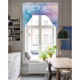 thumbnail image 5 of Blue Purple Pink Floral Marble Kitchen Swag Valances for Windows, Contemporary Abstract Art Swag Valances Curtains for Living Room, Rod Pocket Window Treatments for Bathroom, Bedroom, Cafe, 56"x36", 5 of 6
