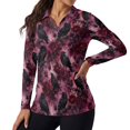 thumbnail image 2 of Xoenoiee Raven Crow Rose Flower Print Women's Polo Shirts Long Sleeve Quick Dry UPF 50+ Sun Protection Golf Tops V Neck Collared Design for Business Casual Work Tennis Pickleball Athletic, Size S, 2 of 7