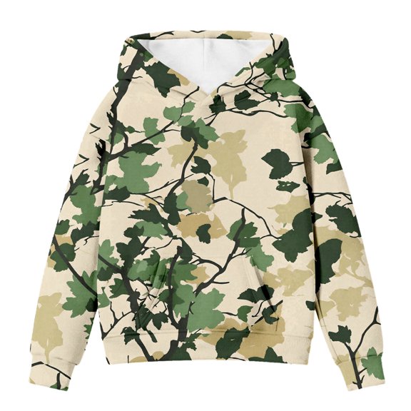 Toddler Girls Hoodies Branch Print Long Sleeve Hooded With Pullover Fleece Top Soft Casual For Children Sweatshirts Cute Trendy Y2K Clothes With Pocket Size 18-24 Months