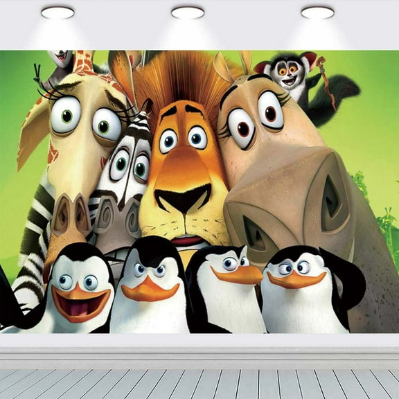 Madagascar school Taspestry Wall Decor Birthday Banner Backdrop Background Party Supplies Poster Fans