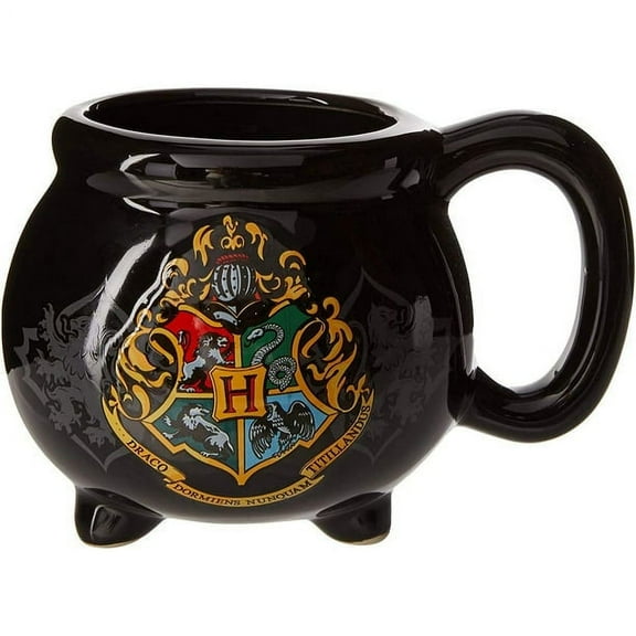 Warner Bros Harry Potter Hogwarts School Crest Cauldron 3D Sculpted Ceramic Coffee Mug, 20 Ounces