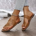 thumbnail image 5 of THDHVS Wide Sandals for Women,Sandals Women,Women's Fashionable and Casual Summer Style Outer Wear Flat Hollow Solid Color Soft Bottom Sandals Brown 5.5, 5 of 6