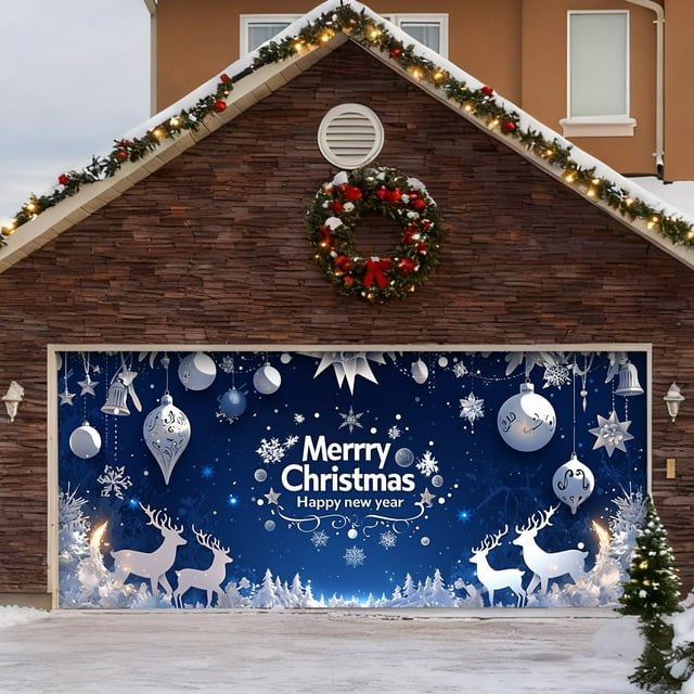 BotaniNest Large Garage Door Banner Outdoor For Holiday Season Front Porch Yard Festive Party Welcome Sign