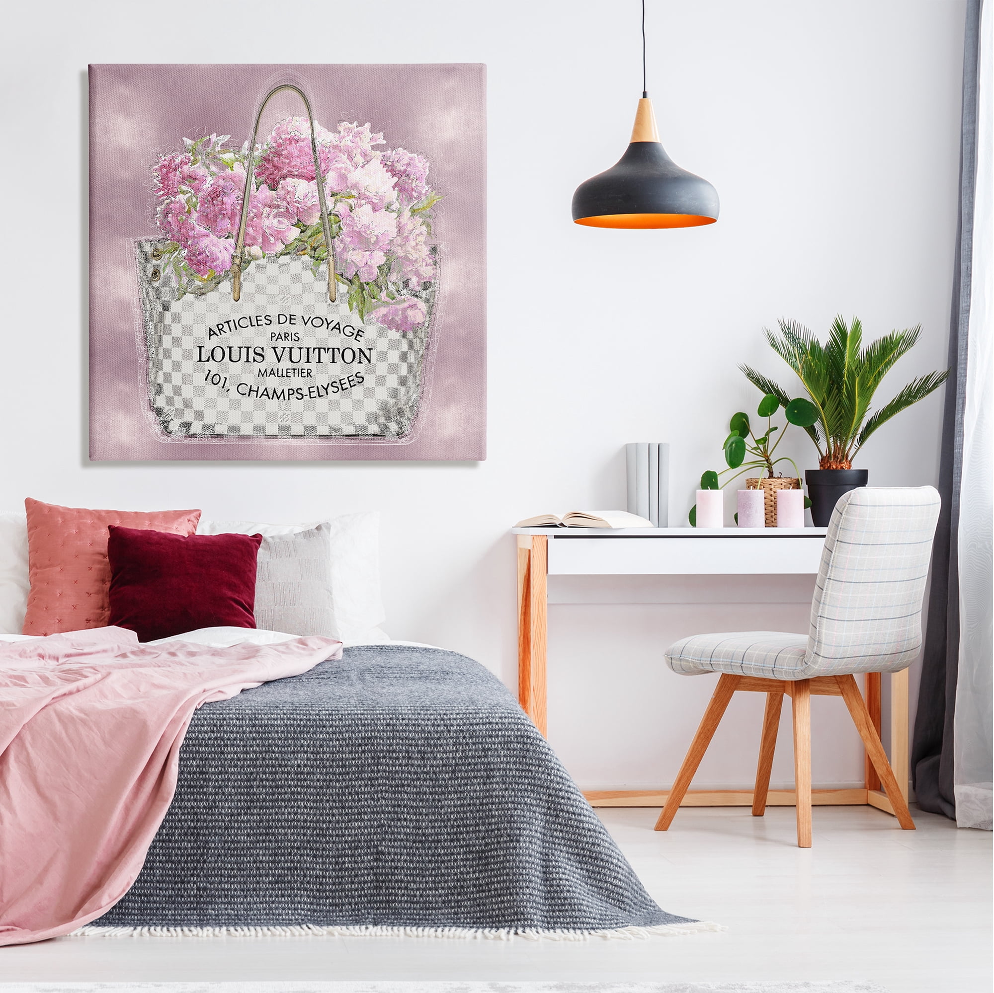 Stupell Industries Pink Glam Floral Handbag Botanical & Floral Painting Gallery Wrapped Canvas Art Print Wall Art, 36 x 36