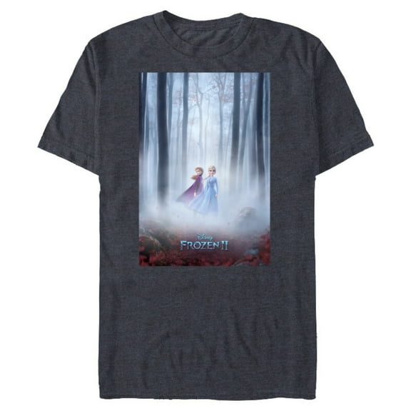 Disney Frozen 2 Anna and Elsa Poster T-Shirt- Short Sleeve Blended T-Shirt for Adults - Customized-Navy Heather