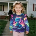 thumbnail image 3 of Yuyamidu Galaxy Dragon Sweatshirt Girls 1T-2T Long Sleeve Ruffle Shoulder Crewneck Sweatshirts Pullover Tops Y2K Outfits Soft Cozy Everyday Clothes for Fall, 3 of 8