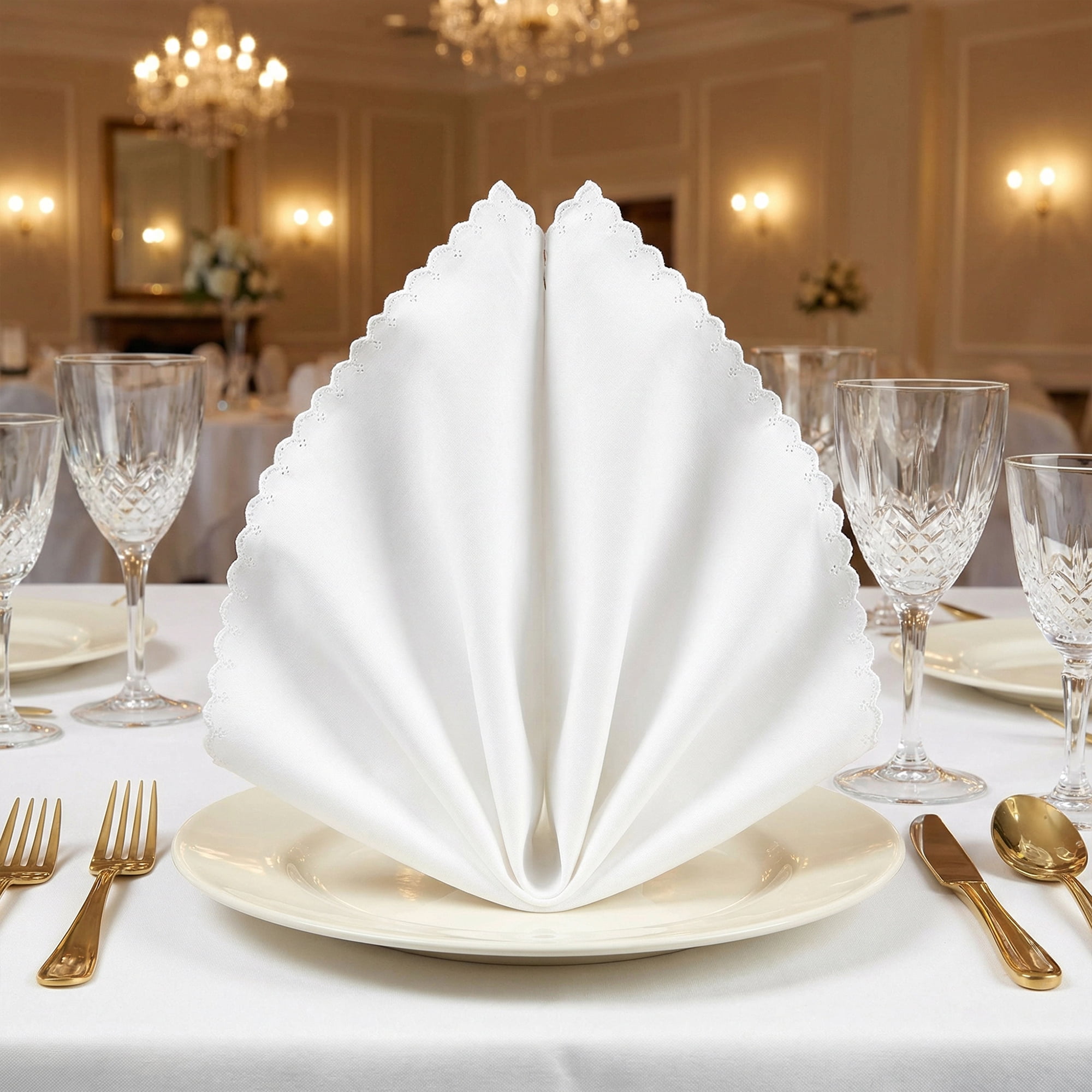 Unique Bargains 12Pcs Satin Washable Cloth Napkins White 17x17inch