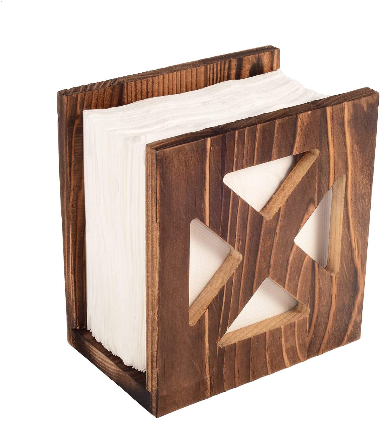 KichwIt Rustic Wood Napkin Holder, Farmhouse Style Paper Napkin Storage  Dispenser for Kitchen Table (1)