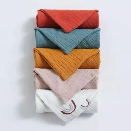 5pcs/Set Square Cotton Baby Face Towel Handkerchief Soft Absorbent Gauze Baby Towel Kids Feeding Bibs Burp Cloths Washcloth Set-V
