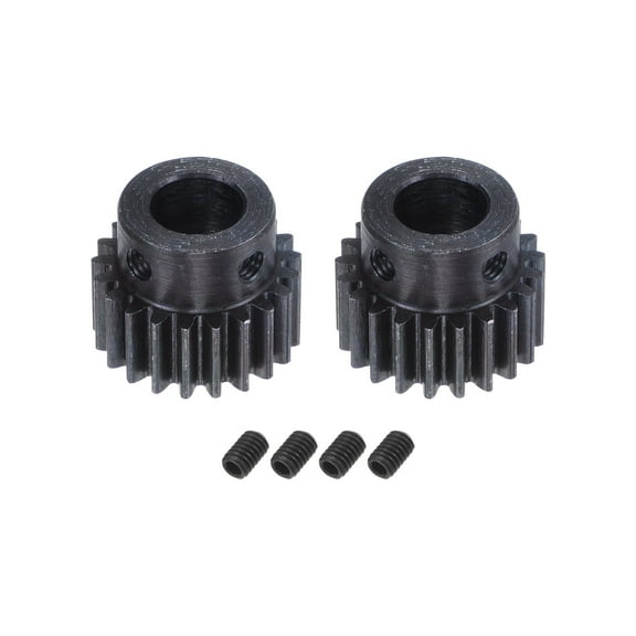 1Mod 21T Pinion Gear 10mm Bore Hardened Steel Motor Rack Spur Gear with Step for RC Car Truck Gear Drive, 2 Set