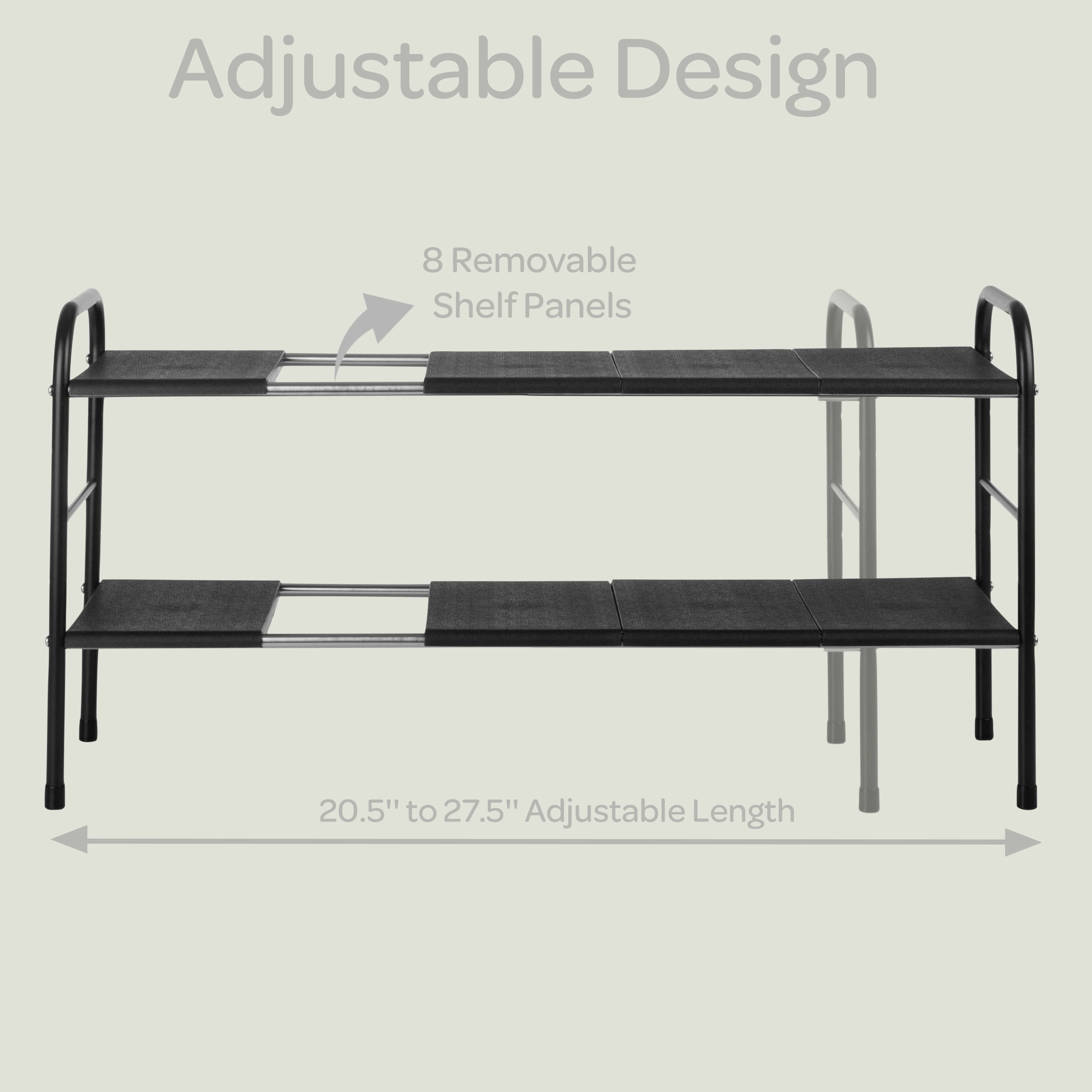 Home-Complete 2 Tier Under Sink Organizer with 8 Removable Panels (Black)