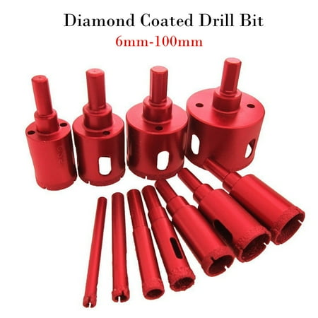 

SENRISE Steel Diamond Coated Drill Bit Hole Saw for Glass Marble Granite Stone 6mm-100mm Red