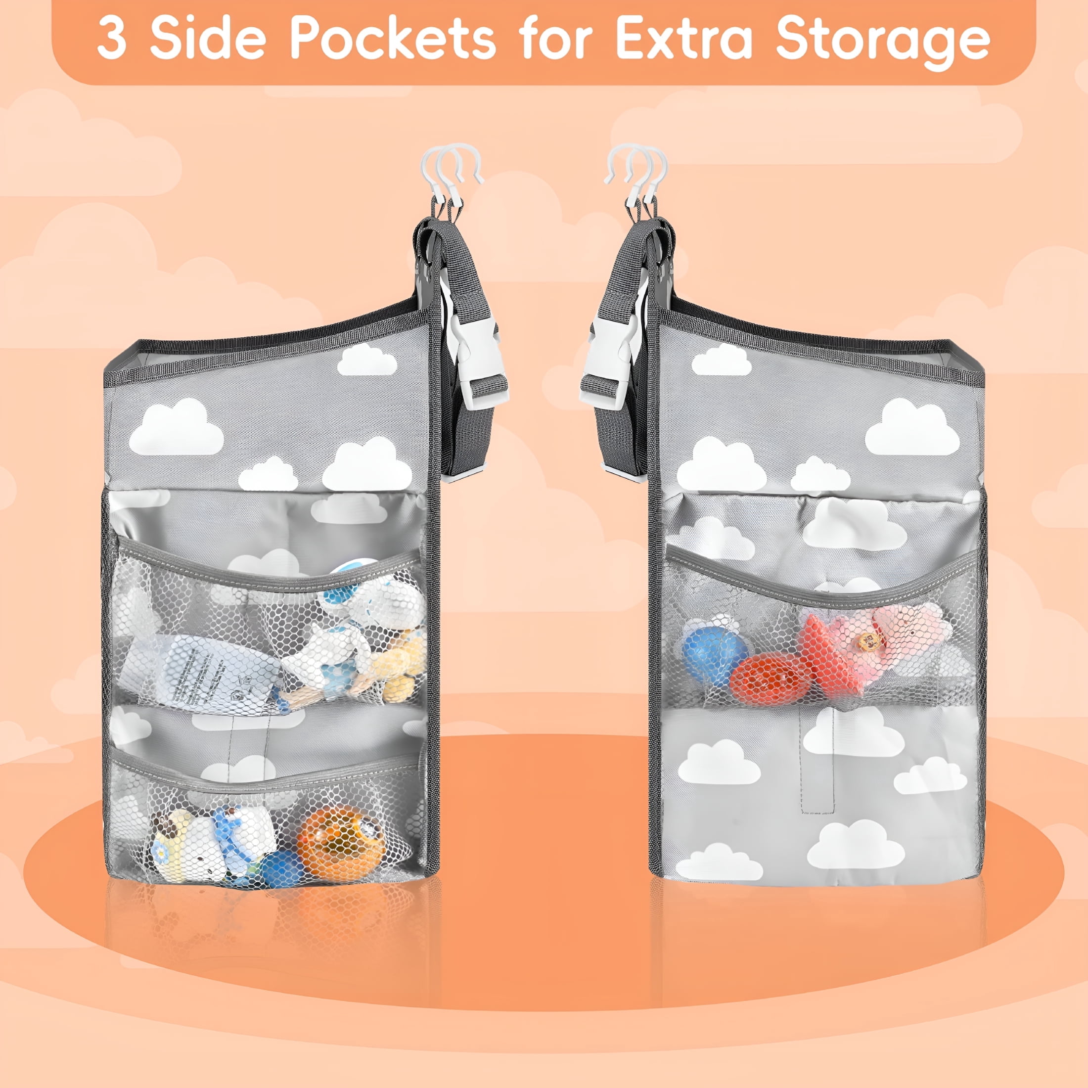 XIBUFE 2026 New Hanging Diaper Caddy Organizer,Changing Table Diaper Organizer,Baby Hanging Diaper Stacker Nursery Caddy Organizer for Cribs Playyard Baby Essentials Storage,Diaper Holder Organizer