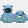 thumbnail image 3 of FAOWME Big Kids Boys Hooded Coats Long Sleeve Zipper Cartoon Print Warm Soft Lightweight Comfortable Jacket For Outdoor Activities Light Green 3-4 Years, 3 of 3