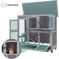 thumbnail image 5 of Aivituvin 2-Tier Indoor Rabbit Hutch Bunny House Guinea Pig Cage with Sliding Plastic Trays, Wheels & Ramp, 47.2" Multi-Door Wooden Small Animal Cage for Rabbits, Bunnies, and Guinea Pigs (Grey), 5 of 8