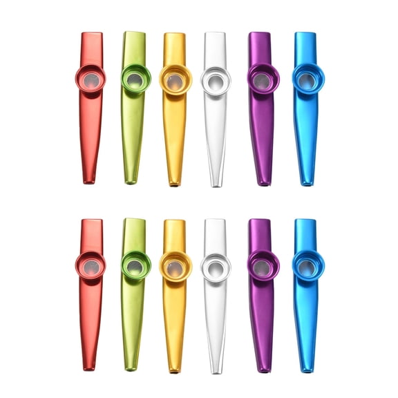 2X Set of 6 Colors Metal Kazoo Musical Instruments Good Companion for A Guitar Ukulele Great Gift for Kids Music Lovers,12 x Kazoo