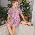 thumbnail image 4 of Balery pink Holiday Joy Conjunto de Pijama Infantil de Manga Corta con Estampado – Ropa de Dormir de Algodón Suave-X-Large, 4 of 6