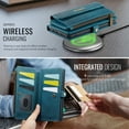 thumbnail image 3 of Allytechgroup Wallet Case for iPhone 11 with Credit Card Slot, RFID Blocking PU Leather Flip Case with Shoulder Strap Wrist Strap Compatible with MagSafe Shockproof Full Body Cover, Green, 3 of 13