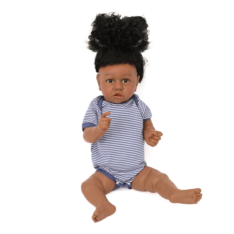 22" Biracial Reborn Baby Doll Black African American Girl Toys For Toddler Gift 