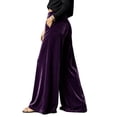 thumbnail image 6 of Mifsaly Women's Velvet Wide Leg Trousers High Waisted Flowy Palazzo Pants Fall Winter Elegant Evening Party Business Casual Outfits with Pockets, 6 of 7
