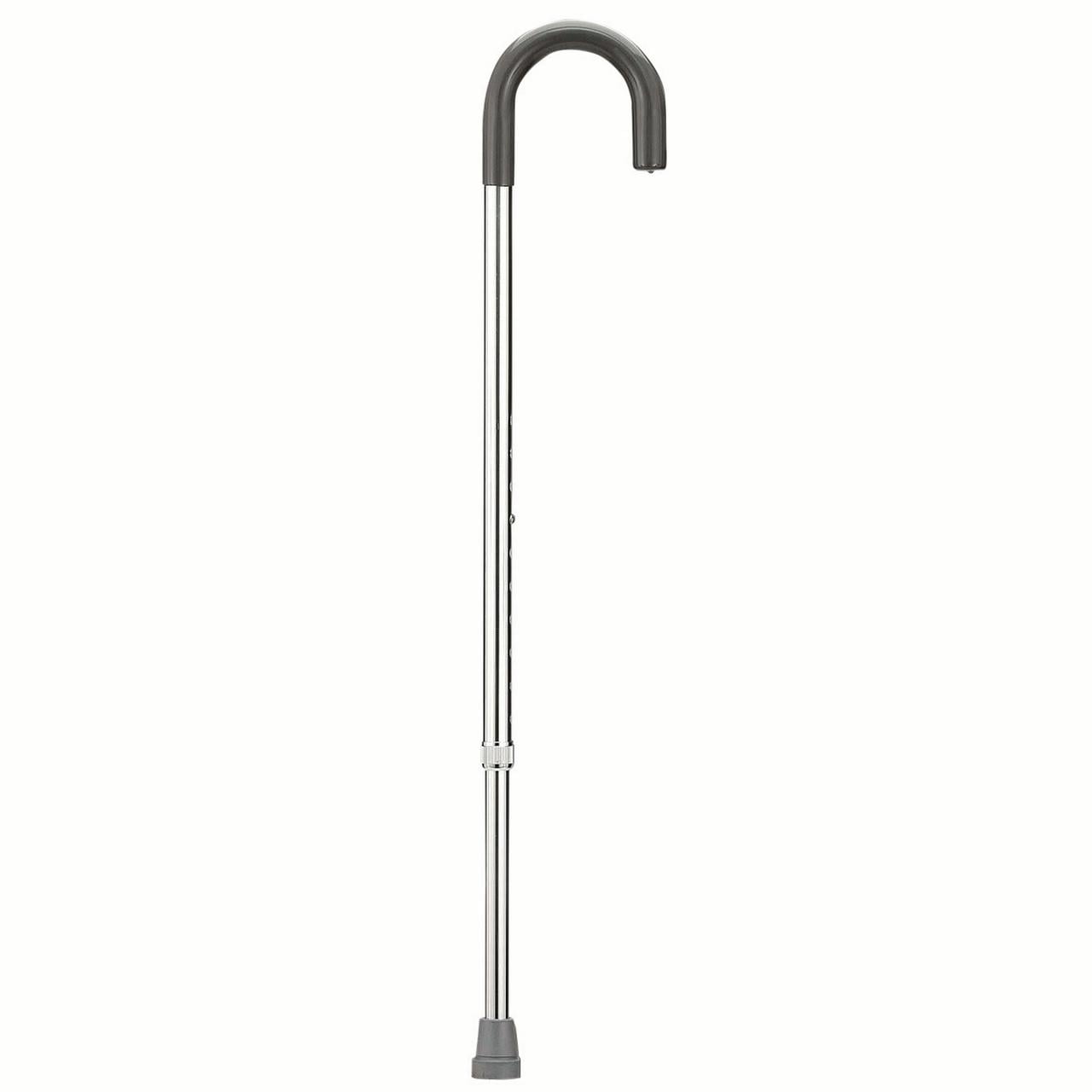 Curved handle adjustable aluminum cane, 29 38", silver, 1 each