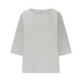 thumbnail image 4 of Bovxnpu 3/4 Length Sleeve Womens Tops, Cotton Casual Tunic Tops for Women Loose Dressy, Women's Solid Color Crew Neck Shirt 3/4 Sleeve Casual Top L, 4 of 4