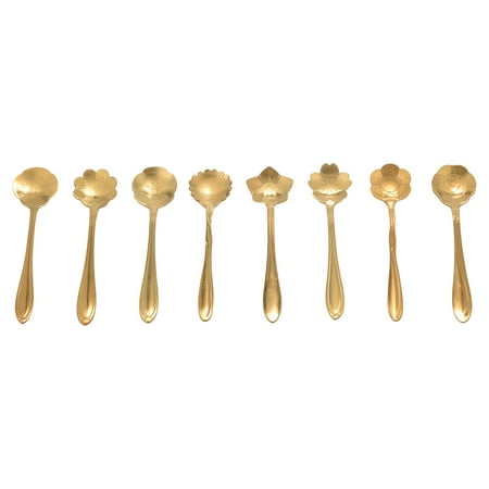 

8Pcs Flower Spoon Coffee Teaspoon Set Stainless Steel Flower Dessert Spoon Sugar Spoon for Tableware Kitchen Cafe or Bar