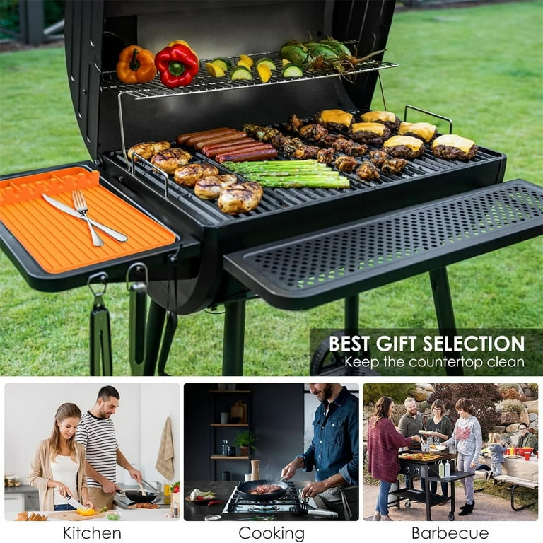 Outdoor Thick Mat Char Broil Grill Replacement Parts 160185 Grilling Pads for Outdoor Grill Grill Paper Charbroil Grill Replacement Parts 469441514 Grill Mat Floor round Silicone Cooking Set Charbroil...