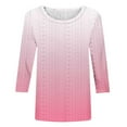 thumbnail image 4 of Scyoekwg Fall Tops for Women Long Sleeves Cewneck Three Quarter Length Sleeve Blouse Loose Lightweight Gradient Color Graphic Tee Fall Clothes Vintage Casual Blouses, 4 of 4