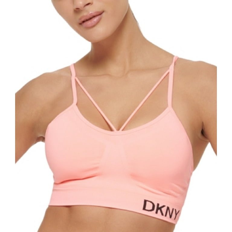 DKNY Women's Sport Strappy Low Impact Sports Bra Pink Size Small