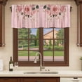 thumbnail image 6 of Pink Roses Romantic Curtain Valances for Windows, Kitchen Valance Window Treatments Panel 2 Pack, Watercolor Botanical Floral Rod Pocket Short Curtains for Bathroom Bedroom 54 x 18 Inch, 6 of 8