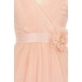 thumbnail image 3 of Little Girls Ruched V Neck Tulle Easter Pageant Gown Flowers Girls Dresses Blush 2 (M3B4K7), 3 of 4