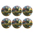 thumbnail image 2 of Disketp Cozy Cottage Lakeside Sunset Funny Coasters,6 Pcs Leather Coasters with Holder, Perfect Housewarming Hostess Gifts,Protect Furniture from Water Marks Scratch and Damage,Round Shape, 2 of 7