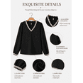 thumbnail image 2 of DOKOTOO Womens V Neck Blouses Dressy Casual Long Sleeve Tops Scallop Trim Puff Sleeve Work Shirts S-2XL, 2 of 8