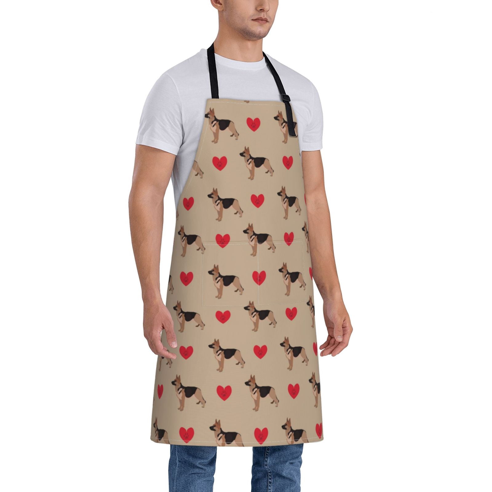 Kdxio German Shepherd Dog Apron with Pockets Adjustable Kitchen Aprons for Men Women Waterproof Aprons for Cooking,Drawing,Crafting, Baking Household Cleaning