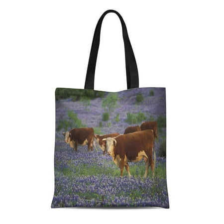 Midwest Tote - SIDONKU Canvas Tote Bag Graze Usa Texas Hill Country Bluebonnet Field Wildlife Midwest Reusable Handbag Shoulder Grocery Shopping Bags