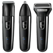 3-in-1 Electric Shaver for Men Rechargeable Sideburns Beard Nose Hair Trimmer Grooming Kit