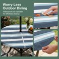 thumbnail image 5 of Round Outdoor Tablecloth with Umbrella Hole and Zipper, Blue Striped Tablecloth with Elastic Waterproof, Modern Gradient Abstract Lines Aesthetic Patio Table Covers for 55" - 60" Picnic Pool Tables, 5 of 9