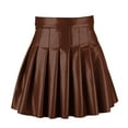thumbnail image 2 of Aayomet Pleated Skirts For Women Women's Basic Suede High Waist A-line Mini Pencil Bodycon Skirt,Brown S, 2 of 5