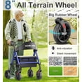 thumbnail image 3 of Andadores HOMLAND para personas mayores con asiento, andador plegable con ruedas, marco de aluminio reforzado, ruedas grandes de goma de 20 cm para todo terreno, andador ligero con ruedas y altura aju, 3 of 5