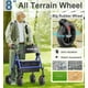 thumbnail image 3 of Andadores HOMLAND para personas mayores con asiento, andador plegable con ruedas, marco de aluminio reforzado, ruedas grandes de goma de 20 cm para todo terreno, andador ligero con ruedas y altura aju, 3 of 5