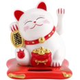 thumbnail image 1 of Gato que agita, con energía solar, lindo gato que agita, buena suerte, riqueza, bienvenida a los gatos, exhibición del hogar, decoración del coche, decoración Feng Shui (blanco) Sailing Electrónica, 1 of 3