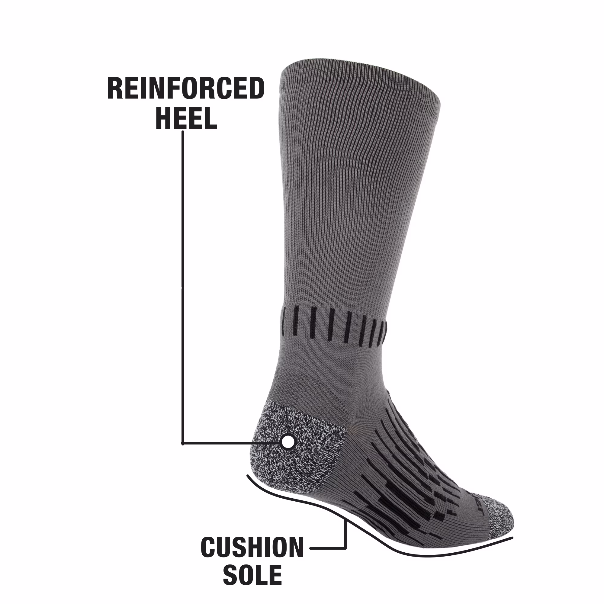 Wrangler Men's Ultimate Durable Work Socks, Crew Socks for Men, Gray, 6 Pack