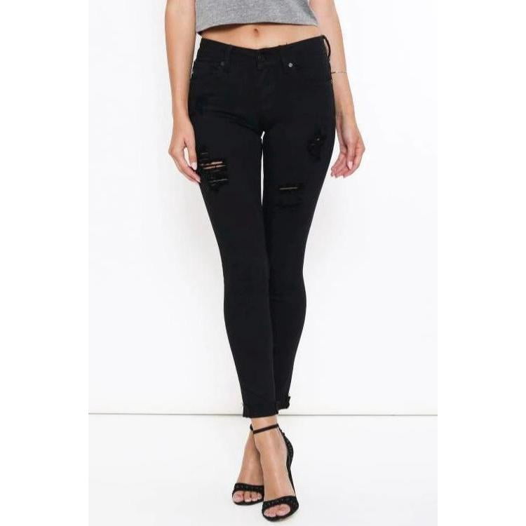 Kan Can Women's Low Rise Ankle Skinny 