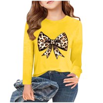 Riecok Hoodies for Girls Long Sleeve Tops Long Sleeve Crew Neck Casual Spring Clothes Basic Fitted Outdoor Lightfleece Lined Tops Trendy Outfits Hoodie Older Children Pullover Yellow 2-3 T