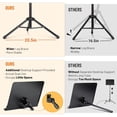 thumbnail image 4 of CAHAYA 5 in 1 Heightened Dual-use Sheet Music Stand & Desktop Book Stand Metal Portable Solid Back with Height Adjustable from 31.4-67in Including Carrying Bag, Sheet Music Folder & Clip CY0304, 4 of 7