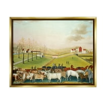 Stupell Industries The Cornell Farm Edward Hicks Classic Farm Painting Painting Metallic Gold Floating Framed Canvas Print Wall Art, Design by one1000paintings