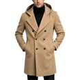 thumbnail image 2 of Trikvn Men Peacoat Wool Winter Trendy Tweed Long Hooded Double Breasted Overcoat Warm Vintage Outerwear with Pockets Thermal, 2 of 7