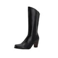 thumbnail image 2 of Bnwani Women Boots Footwear Winter Fashion Toe Square Zipper High-Heel Thick Chunky High Mid-Calf Casual Solid Boot Black Size 5, 2 of 9